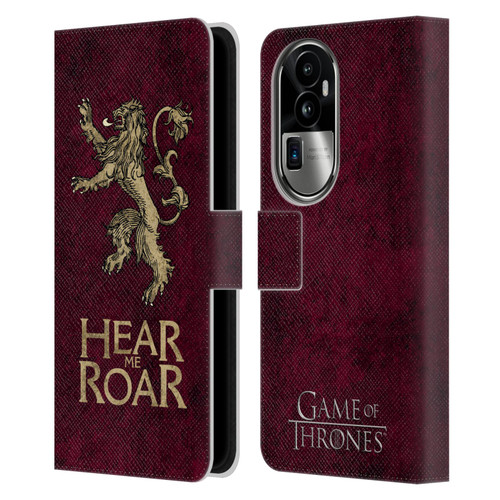 HBO Game of Thrones Dark Distressed Look Sigils Lannister Leather Book Wallet Case Cover For OPPO Reno10 Pro+