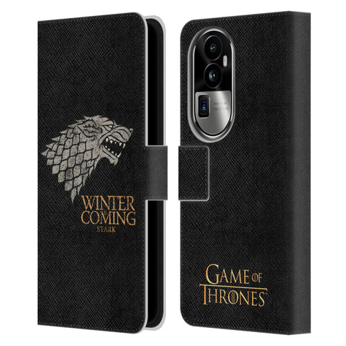 HBO Game of Thrones House Mottos Stark Leather Book Wallet Case Cover For OPPO Reno10 Pro+