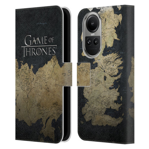 HBO Game of Thrones Key Art Westeros Map Leather Book Wallet Case Cover For OPPO Reno10 5G / Reno10 Pro 5G