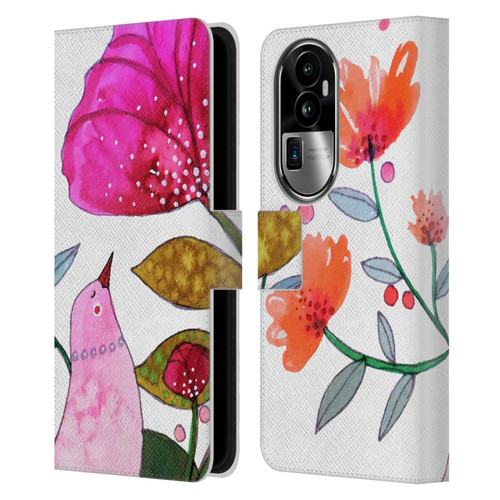 Sylvie Demers Birds 3 Crimson Leather Book Wallet Case Cover For OPPO Reno10 Pro+