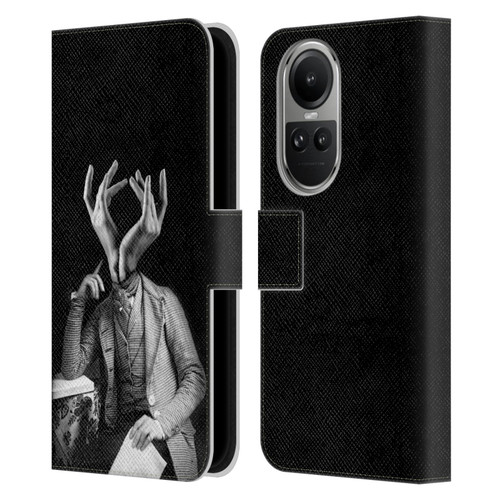 LouiJoverArt Black And White Sensitive Man Leather Book Wallet Case Cover For OPPO Reno10 5G / Reno10 Pro 5G