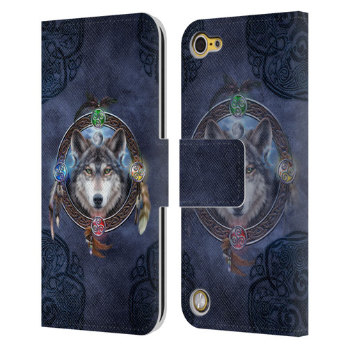 Brigid Ashwood Celtic Wisdom Wolf Guide Leather Book Wallet Case Cover For Apple iPod Touch 5G 5th Gen