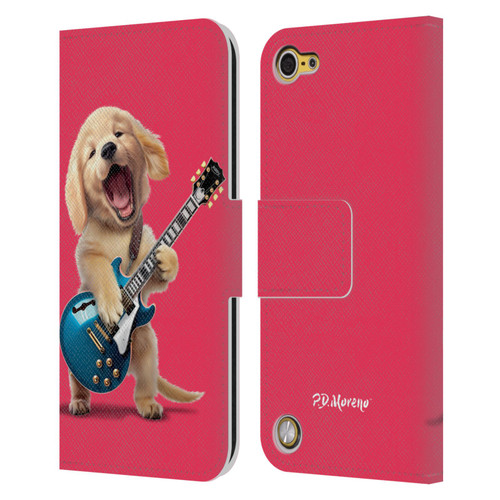 P.D. Moreno Furry Fun Artwork Golden Retriever Playing Guitar Leather Book Wallet Case Cover For Apple iPod Touch 5G 5th Gen