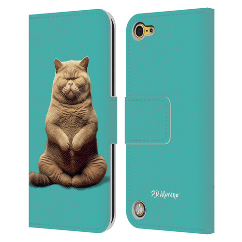 P.D. Moreno Furry Fun Artwork Sitting Cat Leather Book Wallet Case Cover For Apple iPod Touch 5G 5th Gen