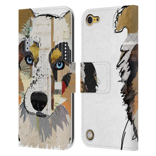 Michel Keck Dogs 3 Australian Shepherd Leather Book Wallet Case Cover For Apple iPod Touch 5G 5th Gen