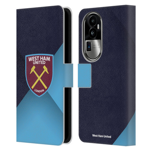 West Ham United FC Crest Blue Gradient Leather Book Wallet Case Cover For OPPO Reno10 Pro+