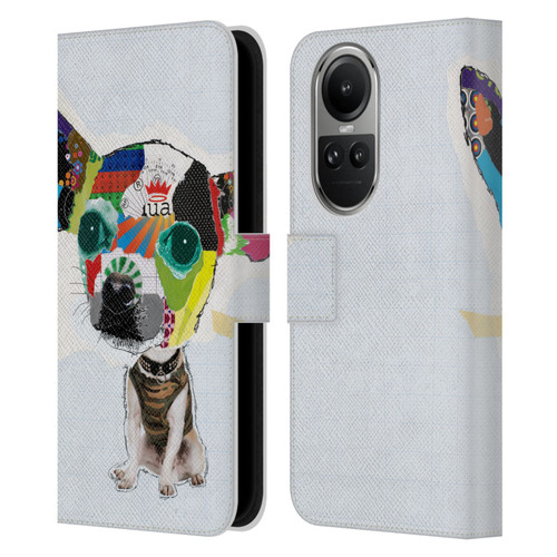 Michel Keck Dogs 3 Chihuahua 2 Leather Book Wallet Case Cover For OPPO Reno10 5G / Reno10 Pro 5G