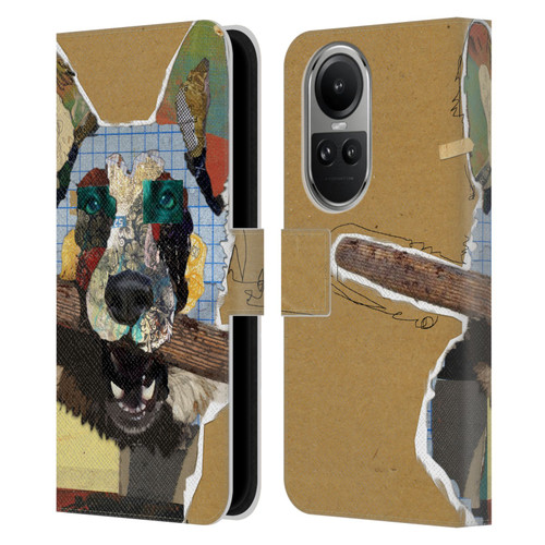 Michel Keck Dogs 3 German Shepherd Leather Book Wallet Case Cover For OPPO Reno10 5G / Reno10 Pro 5G