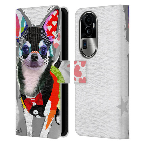 Michel Keck Dogs 3 Chihuahua Leather Book Wallet Case Cover For OPPO Reno10 Pro+