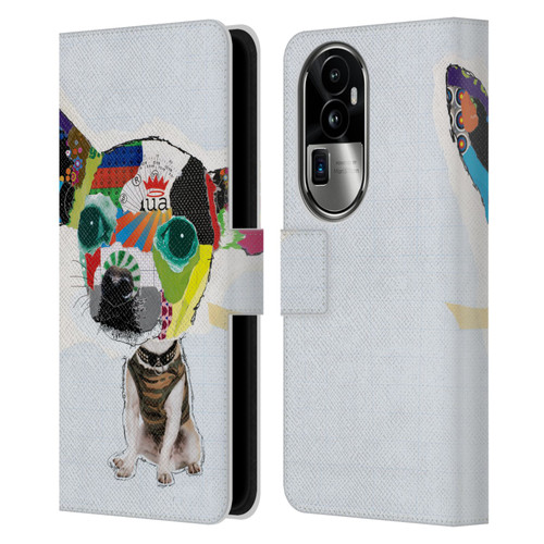 Michel Keck Dogs 3 Chihuahua 2 Leather Book Wallet Case Cover For OPPO Reno10 Pro+