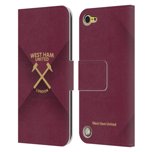 West Ham United FC Hammer Marque Kit Gradient Leather Book Wallet Case Cover For Apple iPod Touch 5G 5th Gen