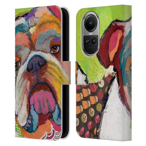 Michel Keck Dogs Bulldog Leather Book Wallet Case Cover For OPPO Reno10 5G / Reno10 Pro 5G