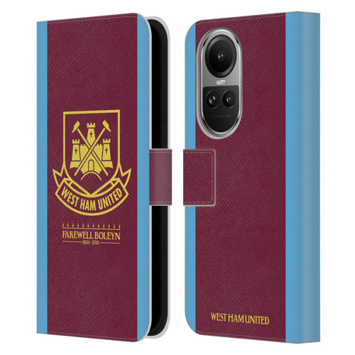 West Ham United FC Retro Crest 2015/16 Final Home Leather Book Wallet Case Cover For OPPO Reno10 5G / Reno10 Pro 5G