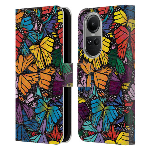 Suzan Lind Butterflies Monarch Leather Book Wallet Case Cover For OPPO Reno10 5G / Reno10 Pro 5G