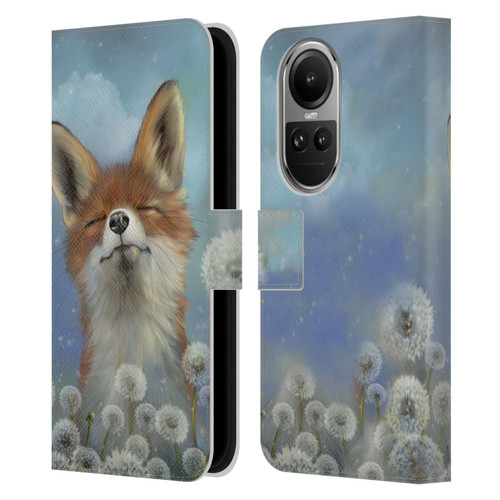 Ash Evans Animals Dandelion Fox Leather Book Wallet Case Cover For OPPO Reno10 5G / Reno10 Pro 5G