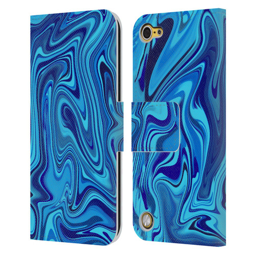 Suzan Lind Marble Blue Leather Book Wallet Case Cover For Apple iPod Touch 5G 5th Gen