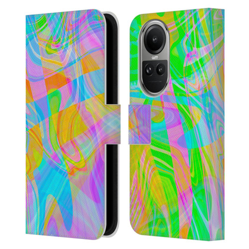 Suzan Lind Marble Abstract Rainbow Leather Book Wallet Case Cover For OPPO Reno10 5G / Reno10 Pro 5G