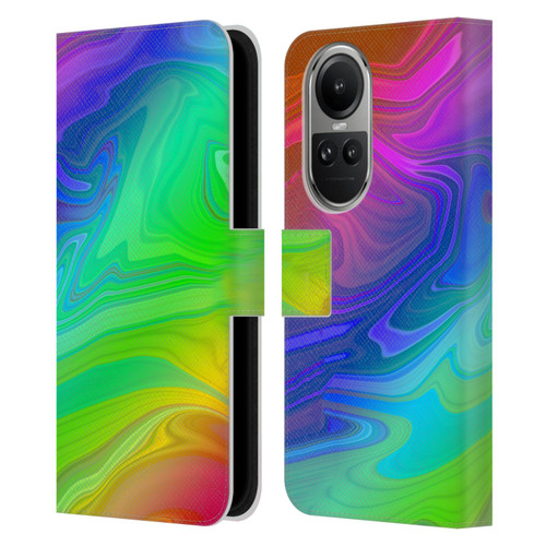 Suzan Lind Marble Rainbow Leather Book Wallet Case Cover For OPPO Reno10 5G / Reno10 Pro 5G
