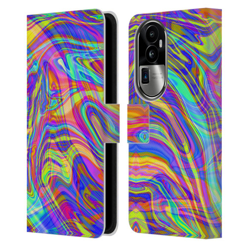 Suzan Lind Marble Illusion Rainbow Leather Book Wallet Case Cover For OPPO Reno10 Pro+