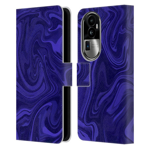 Suzan Lind Marble Indigo Leather Book Wallet Case Cover For OPPO Reno10 Pro+