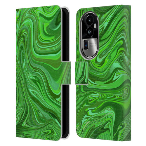 Suzan Lind Marble Emerald Green Leather Book Wallet Case Cover For OPPO Reno10 Pro+