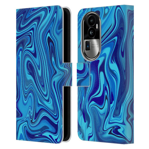 Suzan Lind Marble Blue Leather Book Wallet Case Cover For OPPO Reno10 Pro+
