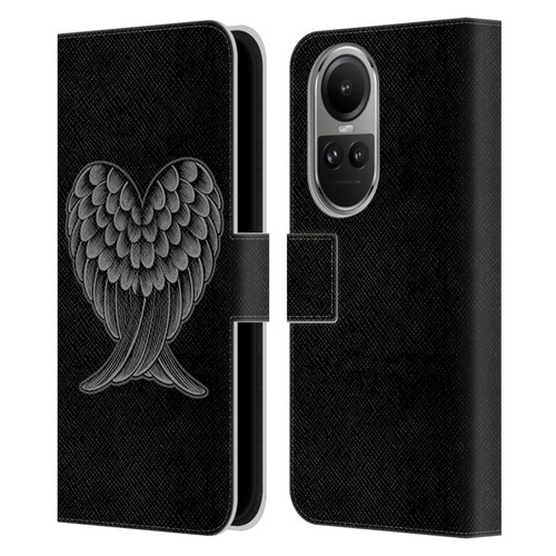 Rachel Caldwell Illustrations Heart Wings Leather Book Wallet Case Cover For OPPO Reno10 5G / Reno10 Pro 5G