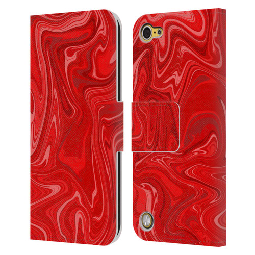 Suzan Lind Marble 2 Red Leather Book Wallet Case Cover For Apple iPod Touch 5G 5th Gen