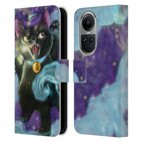 Ash Evans Black Cats Poof! Leather Book Wallet Case Cover For OPPO Reno10 5G / Reno10 Pro 5G