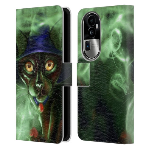 Ash Evans Black Cats Conjuring Magic Leather Book Wallet Case Cover For OPPO Reno10 Pro+
