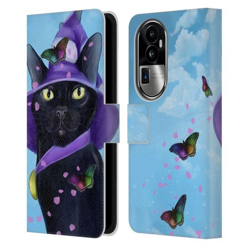 Ash Evans Black Cats Butterfly Sky Leather Book Wallet Case Cover For OPPO Reno10 Pro+