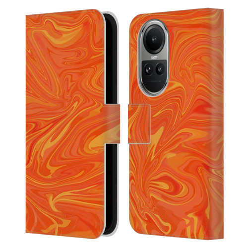 Suzan Lind Marble 2 Honey Orange Leather Book Wallet Case Cover For OPPO Reno10 5G / Reno10 Pro 5G