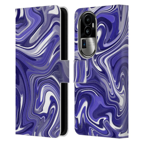 Suzan Lind Marble 2 Dark Violet Leather Book Wallet Case Cover For OPPO Reno10 Pro+