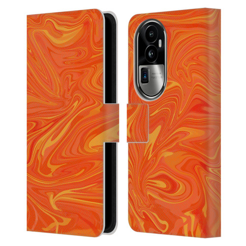 Suzan Lind Marble 2 Honey Orange Leather Book Wallet Case Cover For OPPO Reno10 Pro+
