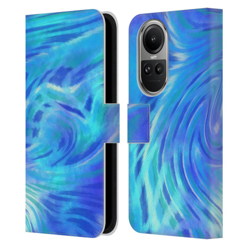 Suzan Lind Tie Dye 2 Deep Blue Leather Book Wallet Case Cover For OPPO Reno10 5G / Reno10 Pro 5G