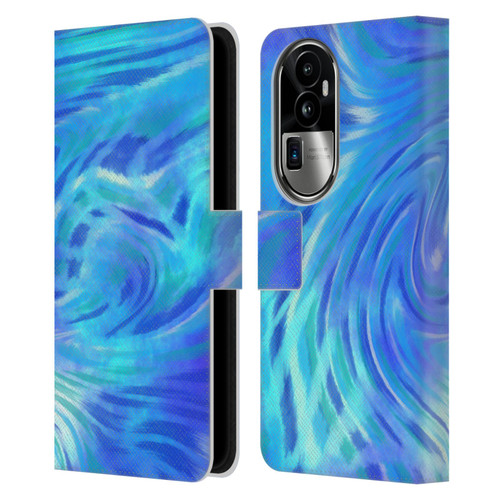 Suzan Lind Tie Dye 2 Deep Blue Leather Book Wallet Case Cover For OPPO Reno10 Pro+