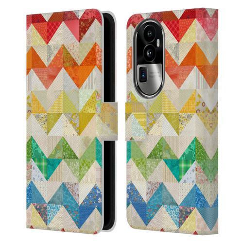 Rachel Caldwell Patterns Zigzag Quilt Leather Book Wallet Case Cover For OPPO Reno10 Pro+