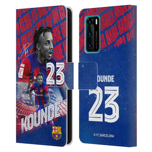 FC Barcelona 2023/24 First Team Jules Koundé Leather Book Wallet Case Cover For Huawei P40 5G