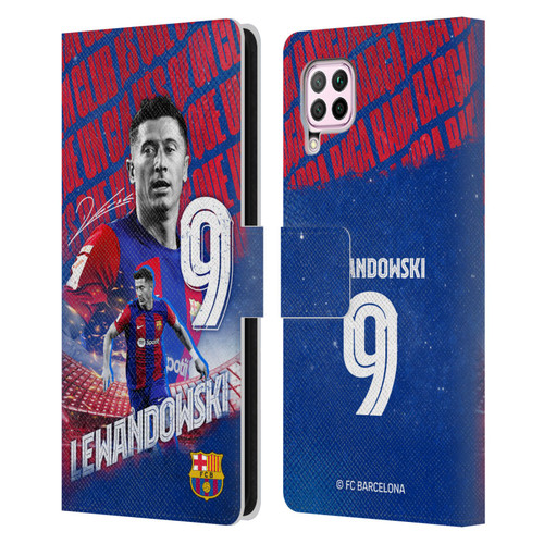 FC Barcelona 2023/24 First Team Robert Lewandowski Leather Book Wallet Case Cover For Huawei Nova 6 SE / P40 Lite