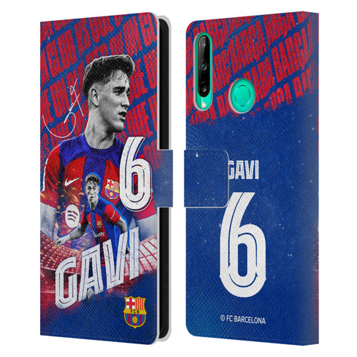 FC Barcelona 2023/24 First Team Gavi Leather Book Wallet Case Cover For Huawei P40 lite E