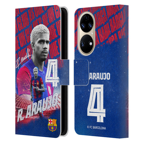 FC Barcelona 2023/24 First Team Ronald Araújo Leather Book Wallet Case Cover For Huawei P50