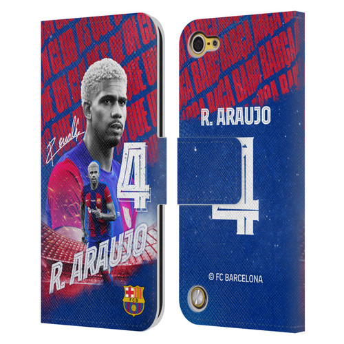 FC Barcelona 2023/24 First Team Ronald Araújo Leather Book Wallet Case Cover For Apple iPod Touch 5G 5th Gen