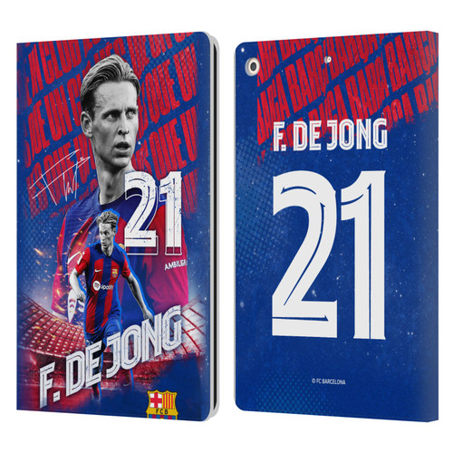FC Barcelona 2023/24 First Team Frenkie de Jong Leather Book Wallet Case Cover For Apple iPad 10.2 2019/2020/2021