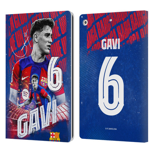 FC Barcelona 2023/24 First Team Gavi Leather Book Wallet Case Cover For Apple iPad 10.2 2019/2020/2021
