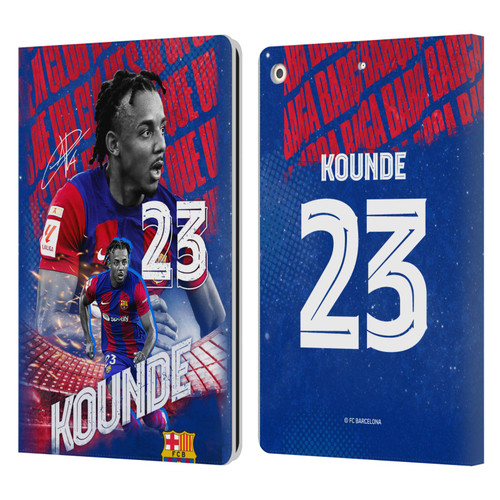 FC Barcelona 2023/24 First Team Jules Koundé Leather Book Wallet Case Cover For Apple iPad 10.2 2019/2020/2021