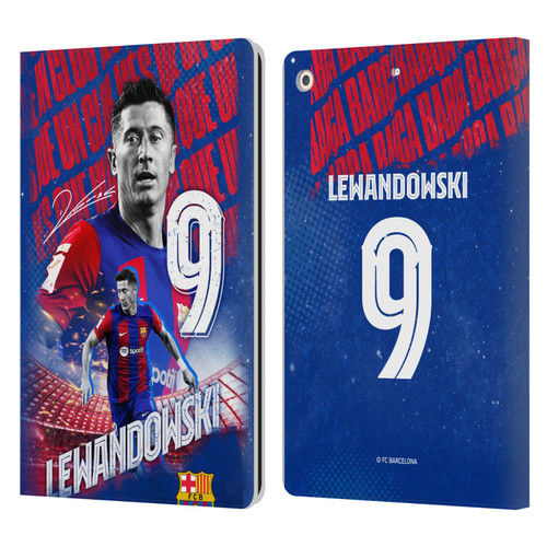 FC Barcelona 2023/24 First Team Robert Lewandowski Leather Book Wallet Case Cover For Apple iPad 10.2 2019/2020/2021