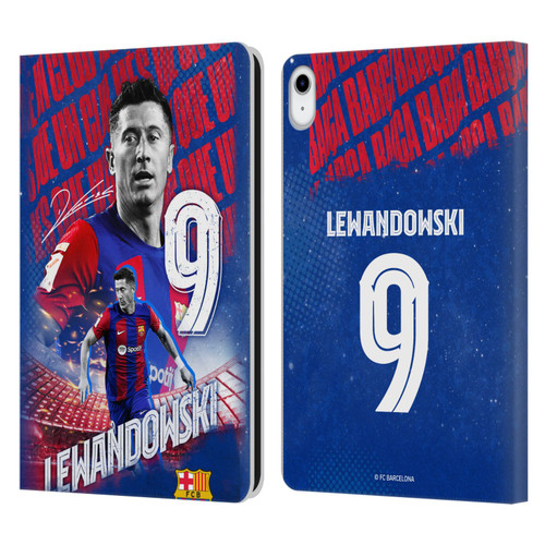 FC Barcelona 2023/24 First Team Robert Lewandowski Leather Book Wallet Case Cover For Apple iPad 10.9 2022/2025