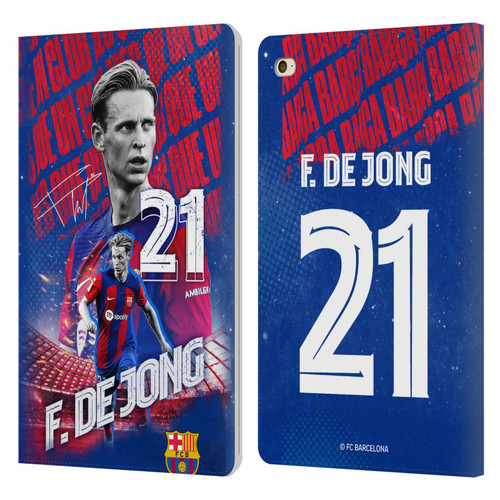 FC Barcelona 2023/24 First Team Frenkie de Jong Leather Book Wallet Case Cover For Apple iPad mini 4