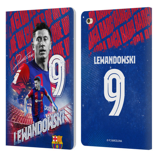 FC Barcelona 2023/24 First Team Robert Lewandowski Leather Book Wallet Case Cover For Apple iPad mini 4
