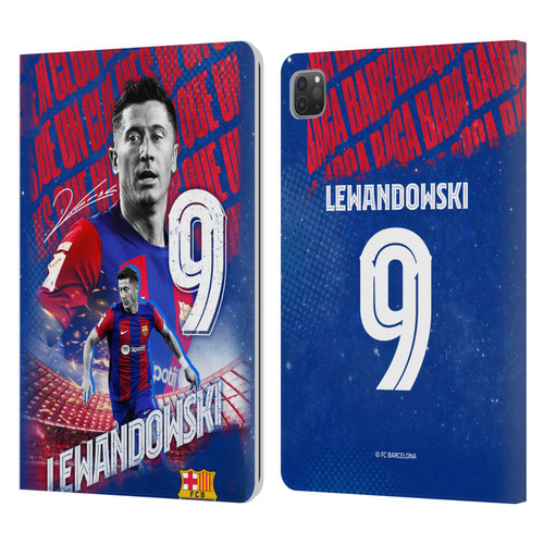 FC Barcelona 2023/24 First Team Robert Lewandowski Leather Book Wallet Case Cover For Apple iPad Pro 11 2020 / 2021 / 2022